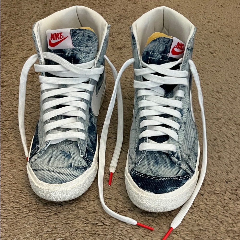 Nike Blue Denim High-Tops with White Laces